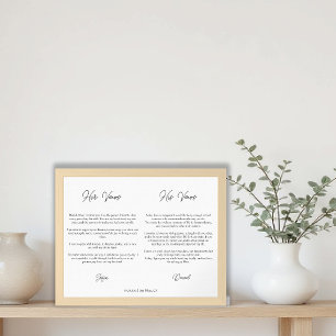 Framed Wedding Vows His Hers Elegant Calligraphy Art