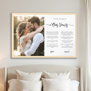 Framed Wedding Vows Modern Calligraphy Photo Gift Art