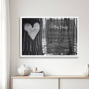 Framed Wedding Vows White Black Forest Heart Gift Framed Art