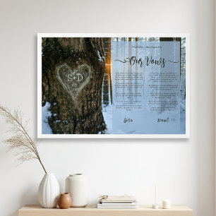Framed Wedding Vows Winter Forest Heart Gift Framed Art