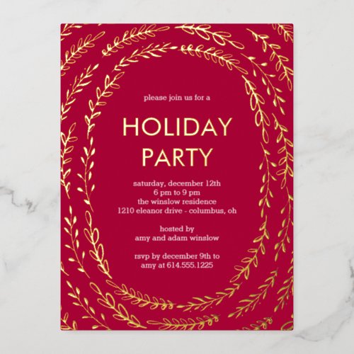 Framing Branches Foil Holiday Party Postcard