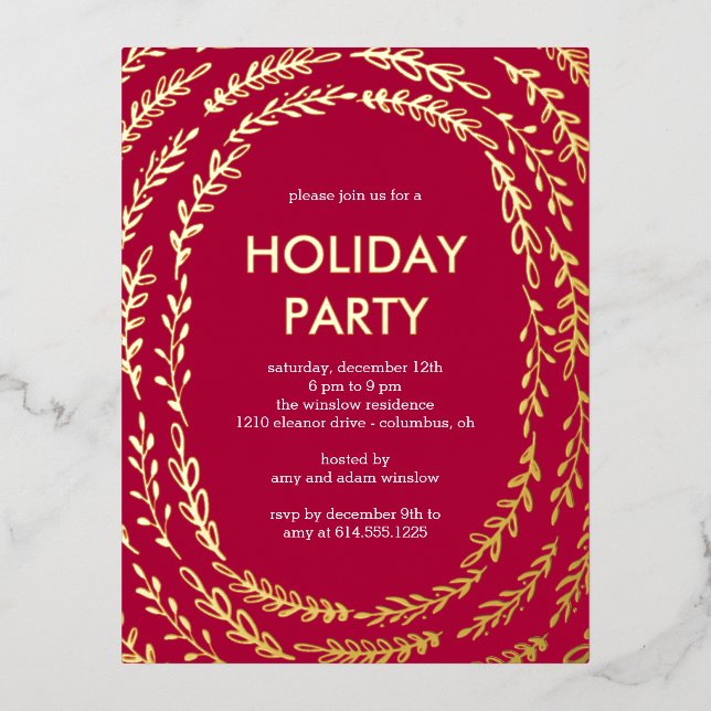 Framing Branches Foil Holiday Party Postcard (Front)