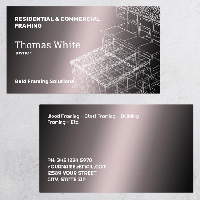 Framing Contractor Business Card (Framing Contractor Business Cards)