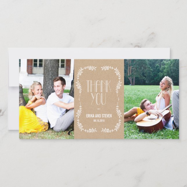 Framing Leaves Wedding Thank You Cards Craft (Front)