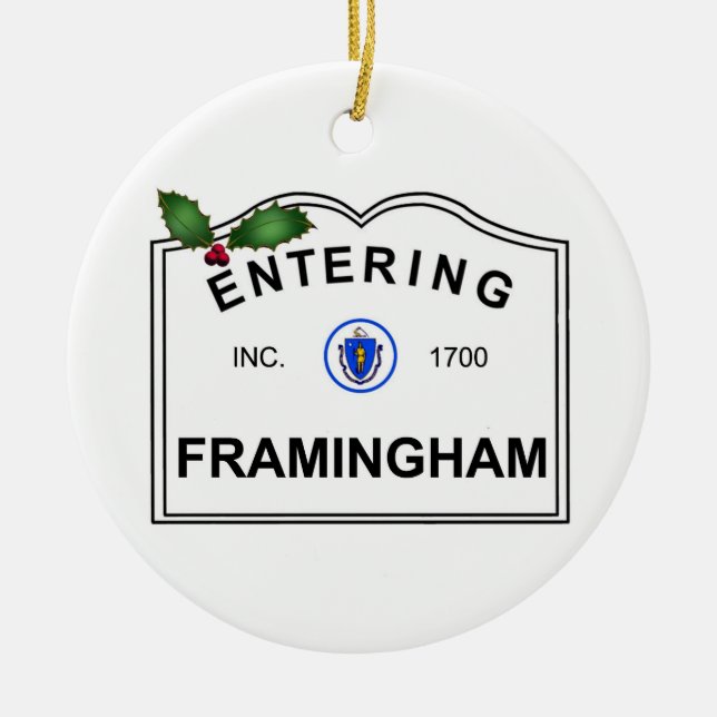 Framingham MA Ceramic Ornament (Front)