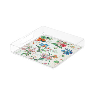 France 1830 Floral Antique Wallpaper Acrylic Tray