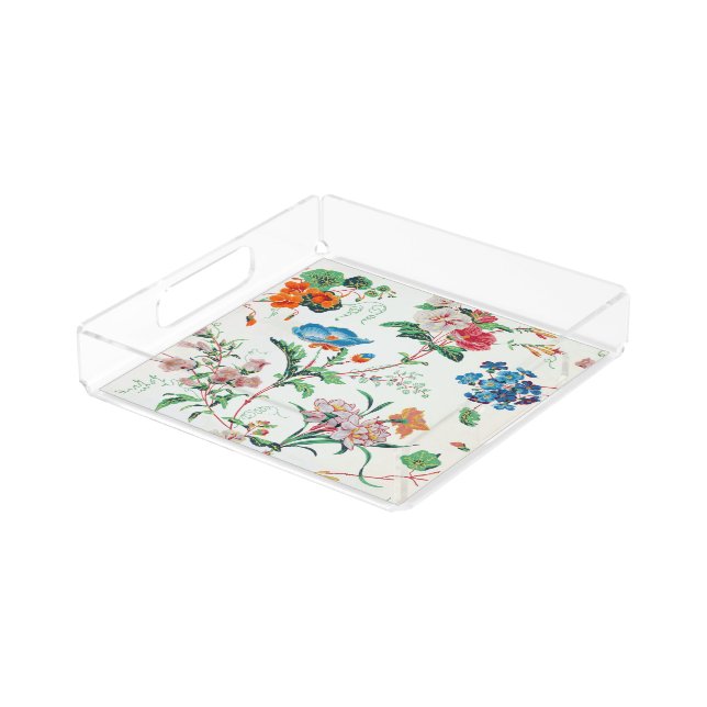 France 1830 Floral Antique Wallpaper Acrylic Tray (Angled)