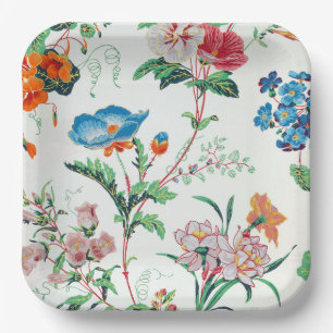 France 1830 Floral Antique Wallpaper Paper Plates