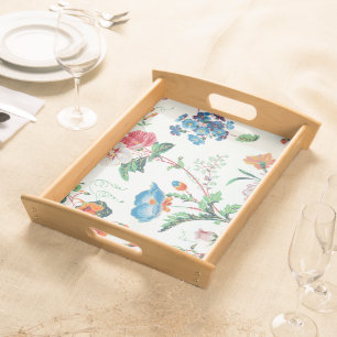 France 1830 Floral Antique Wallpaper Serving Tray