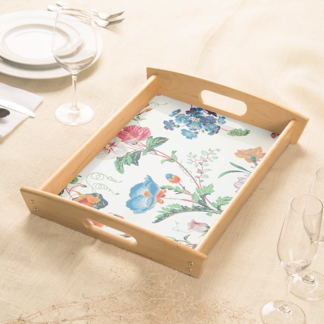 France 1830 Floral Antique Wallpaper Serving Tray (Front)