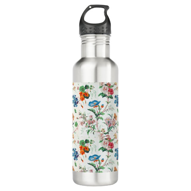 France 1830 Floral Antique Wallpaper Stainless Steel Water Bottle (Front)