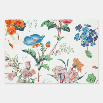 France 1830 Floral Antique Wallpaper Wrapping Paper Sheets