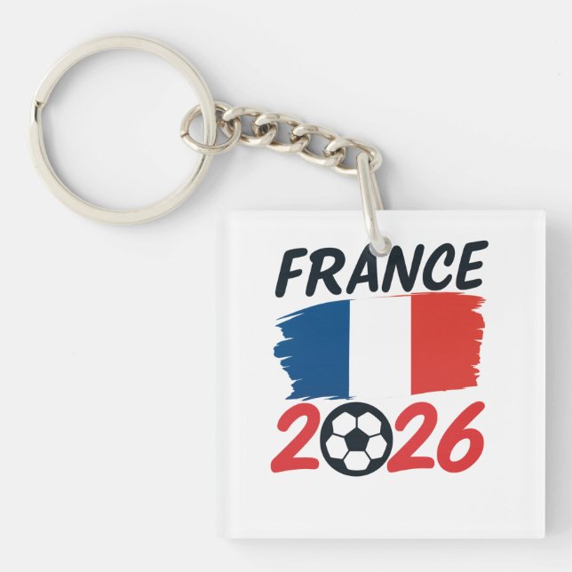 France 2026 Soccer Fan Design Flag Colors Keychain (Front)