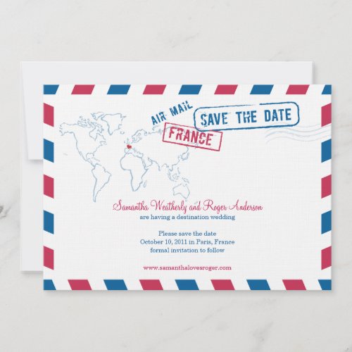 France Air Mail Wedding Save The Date