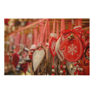 France, Alsace, Colmar. Christmas Market Wood Wall Decor
