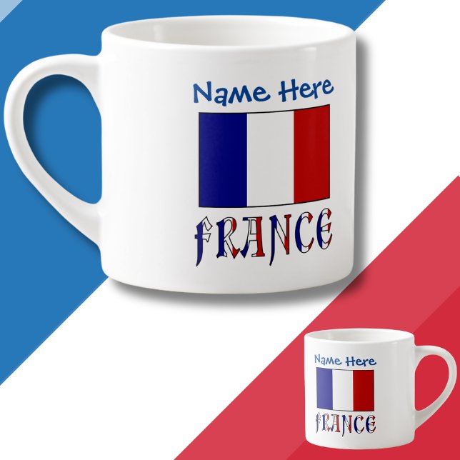 France and French Flag Blue Personalization  Espresso Cup (Creator Uploaded)