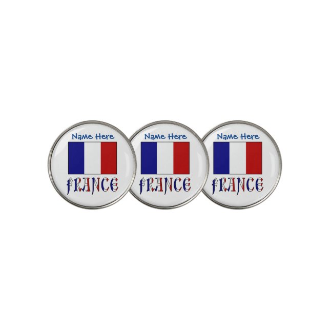 France and French Flag Blue Personalization  Golf Ball Marker (3 Up)