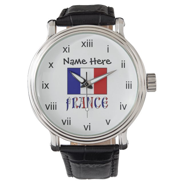 France and French Flag Personalized  Watch (Front)