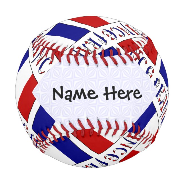 France and French Flag Tiled Personalized  Baseball (Front)