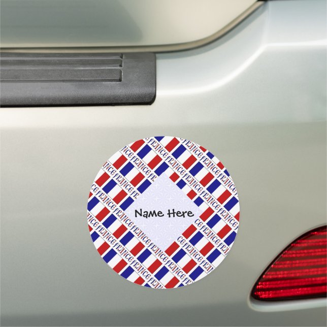 France and French Flag Tiled Personalized  Car Magnet (In Situ)