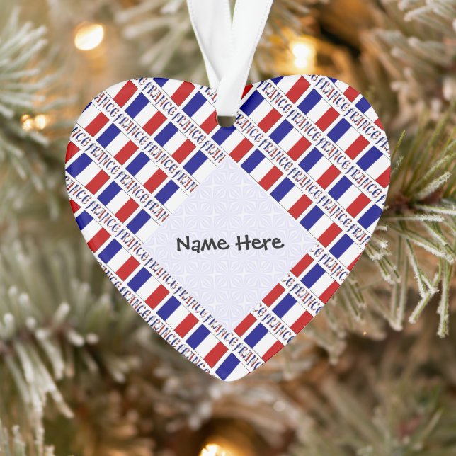 France and French Flag Tiled Personalized  Ornament (Tree)