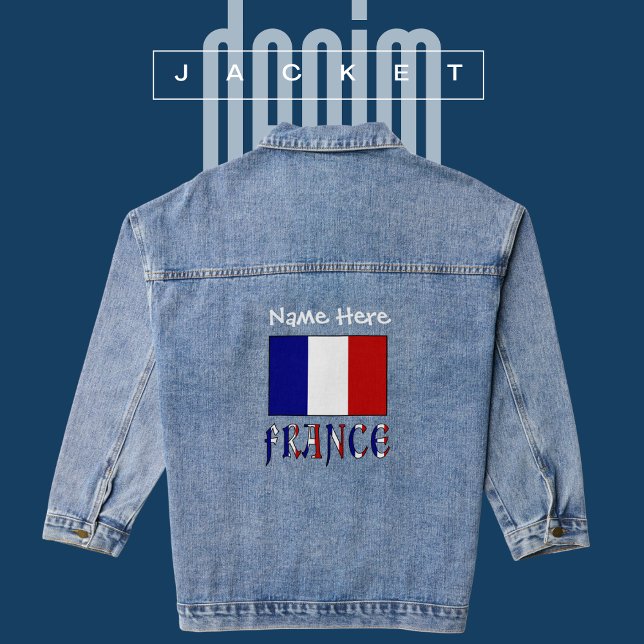 France and French Flag White Personalization  Denim Jacket (Creator Uploaded)