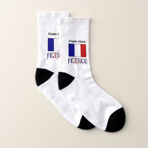 France and French Flag with Your Name Socks