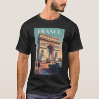 France Arc de Triomphe Travel Art Vintage