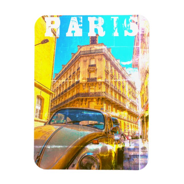France Architecture French Street Old Car Paris Magnet (Vertical)