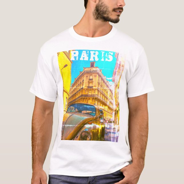 France Architecture French Street Old Car Paris T-Shirt (Front)