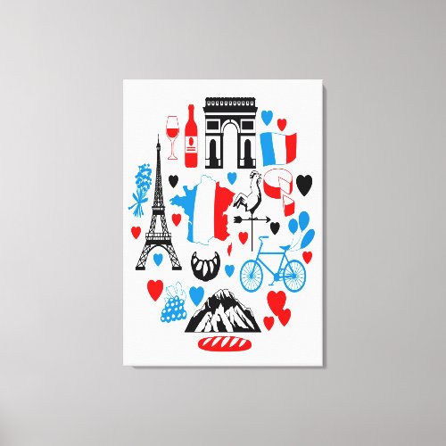 France Art With Elements Canvas Print