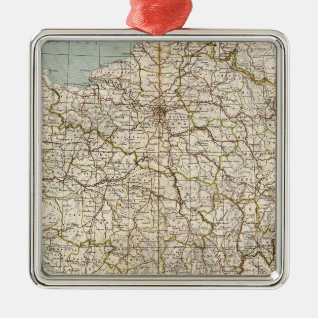 France Atlas Map Metal Ornament (Front)