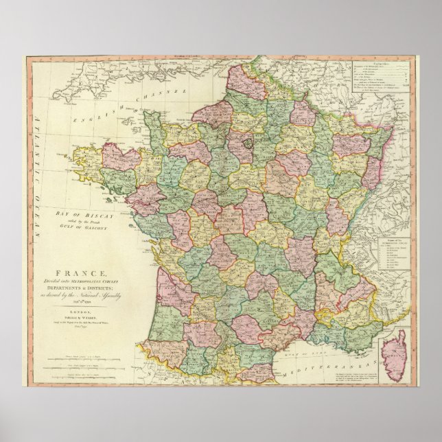 France Atlas Map with Bishops Poster (Front)