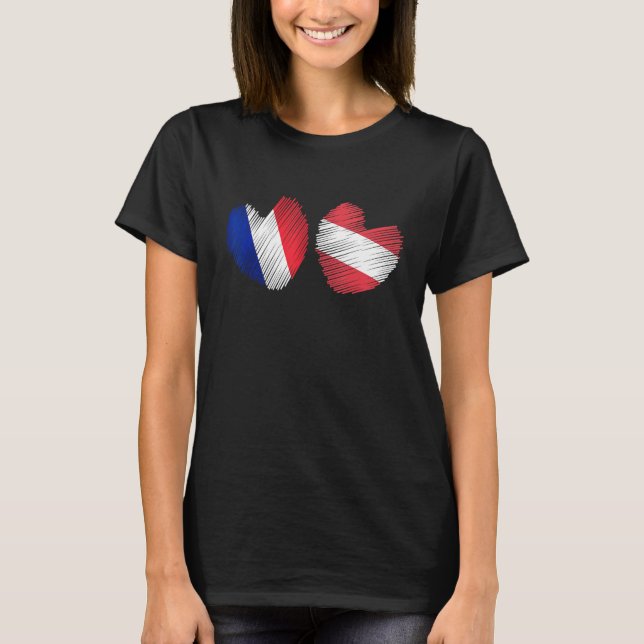 France Austria Heart French Flag Austrian Flag Gru T-Shirt (Front)