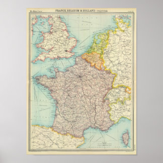 France, Belgium & Holland political Poster