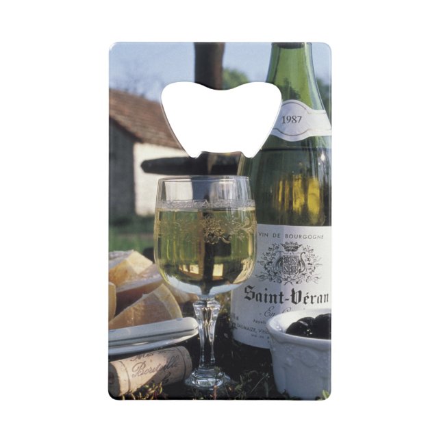 France, Burgundy, Chablis. Local wine and Credit Card Bottle Opener (Front)