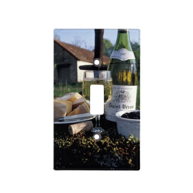 France, Burgundy, Chablis. Local wine and Light Switch Cover (Front)