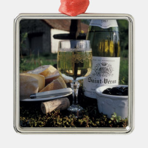 France, Burgundy, Chablis. Local wine and Metal Ornament