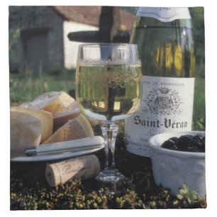 France, Burgundy, Chablis. Local wine and Napkin