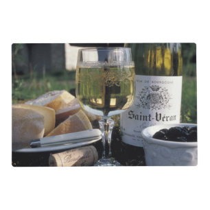 France, Burgundy, Chablis. Local wine and Placemat