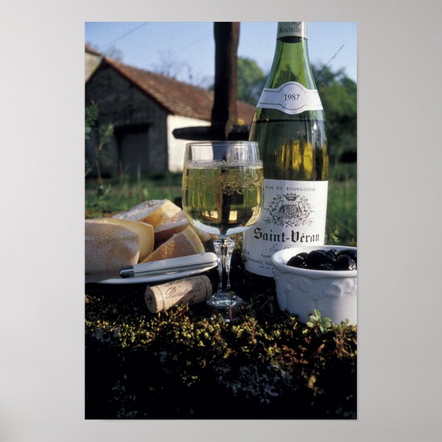 France, Burgundy, Chablis. Local wine and Poster (Front)