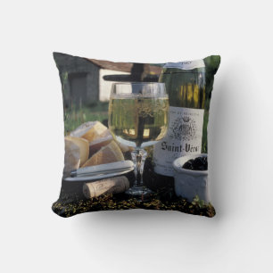 France, Burgundy, Chablis. Local wine and Throw Pillow