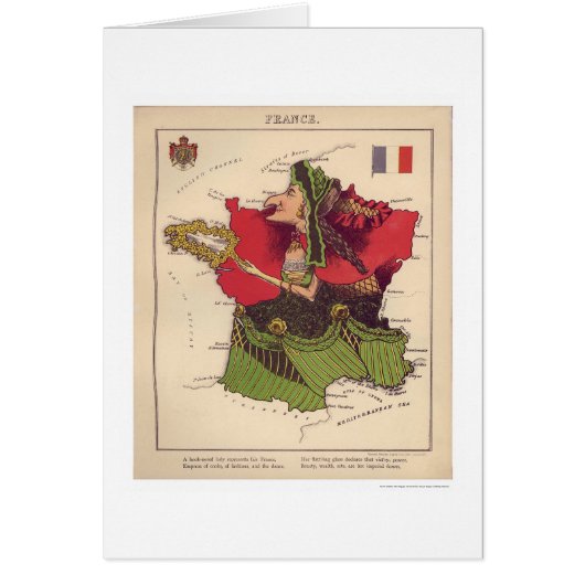 France Caricature Map 1868 Cards (Front)