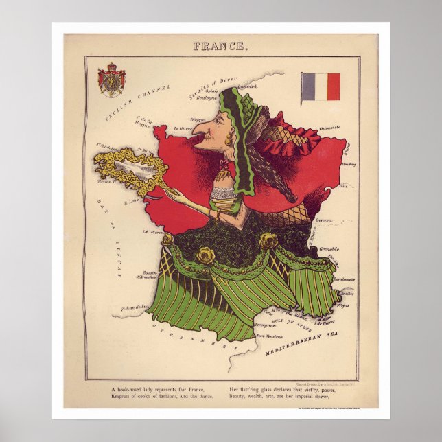 France Caricature Map 1868 Poster (Front)