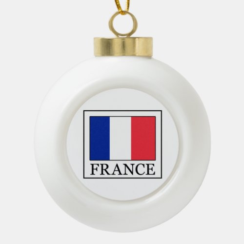 France Ceramic Ball Christmas Ornament
