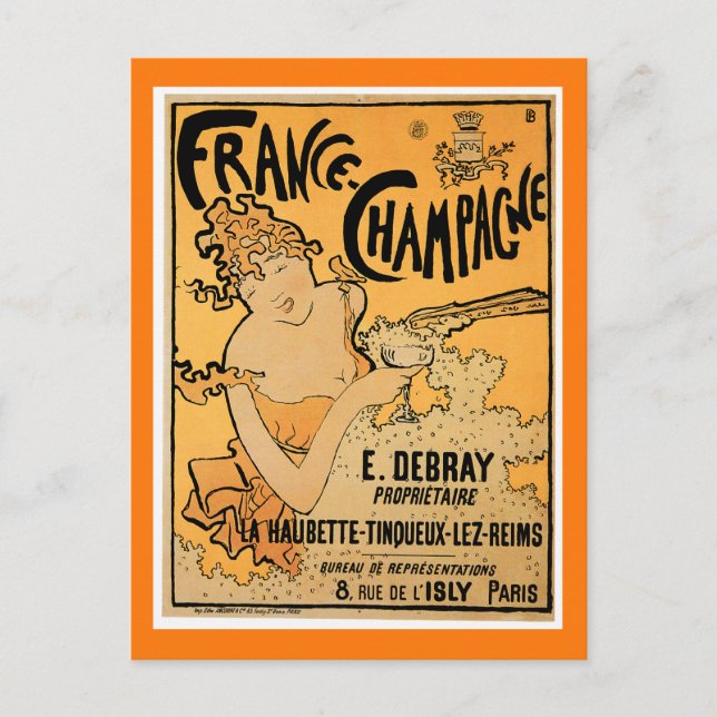 France Champagne Vintage Drink Postcard (Front)