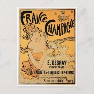 France Champagne Vintage Wine Drink Ad Art Postcard