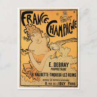 France Champagne Vintage Wine Drink Ad Art Postcard