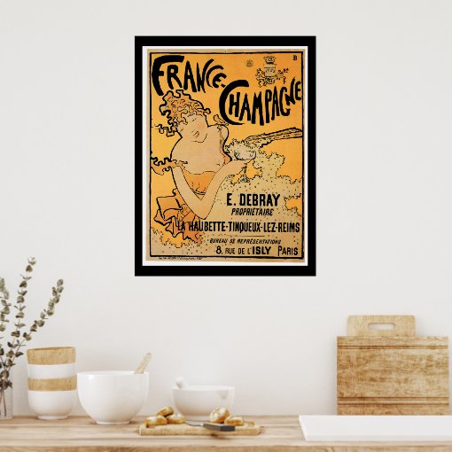 France Champagne Vintage Wine Drink Ad Art Poster Zazzle