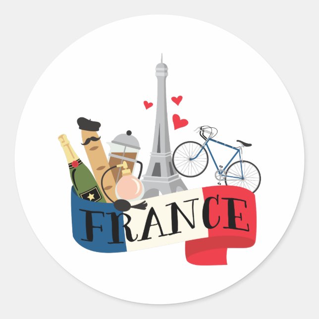 France Classic Round Sticker (Front)